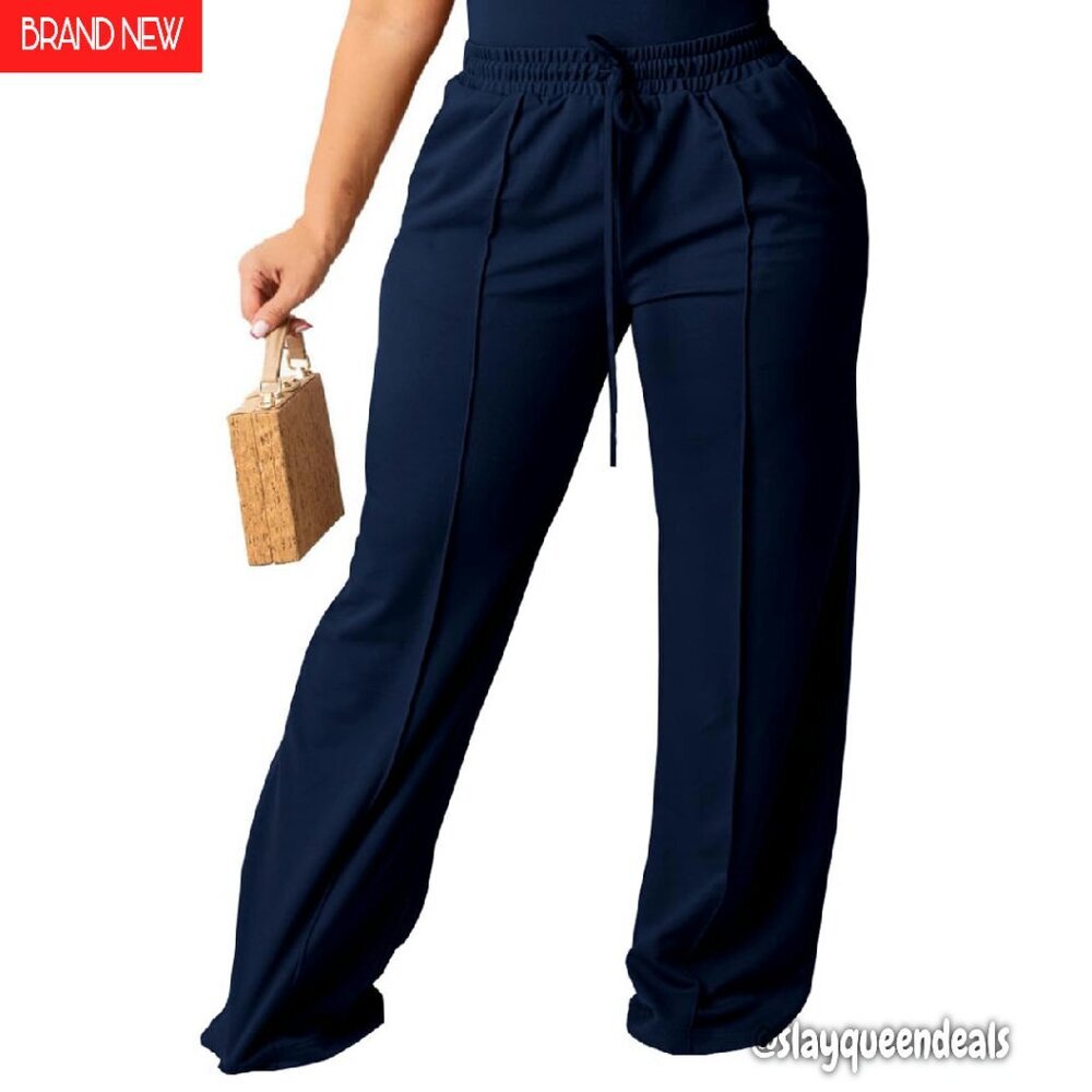 Plus Size Wide Leg Sweatpants High Waisted Drawstring Lounge Pants